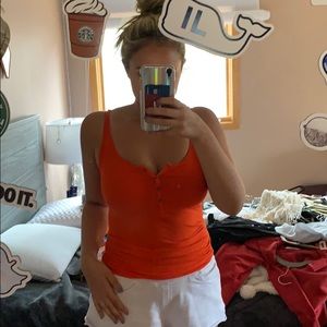 Super cute bright orange tank top with buttons